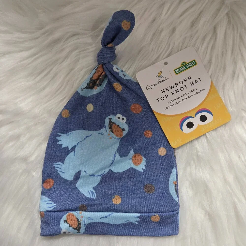 Copper Pearl x Sesame Street Newborn Top Knot Hat
